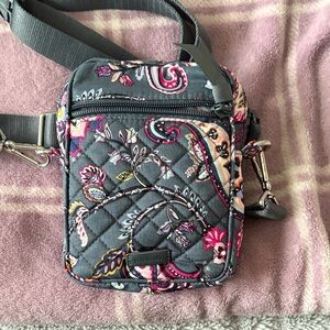 Vera Bradley Gray and Pink Quilted Crossbody Bag